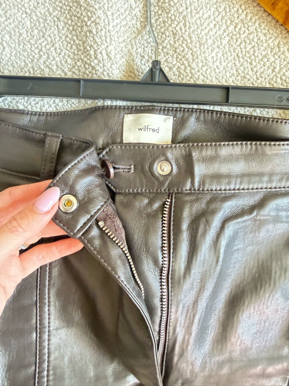 Wilfred Brown Faux Leather Straight-Leg Pants - Picture 3 of 4